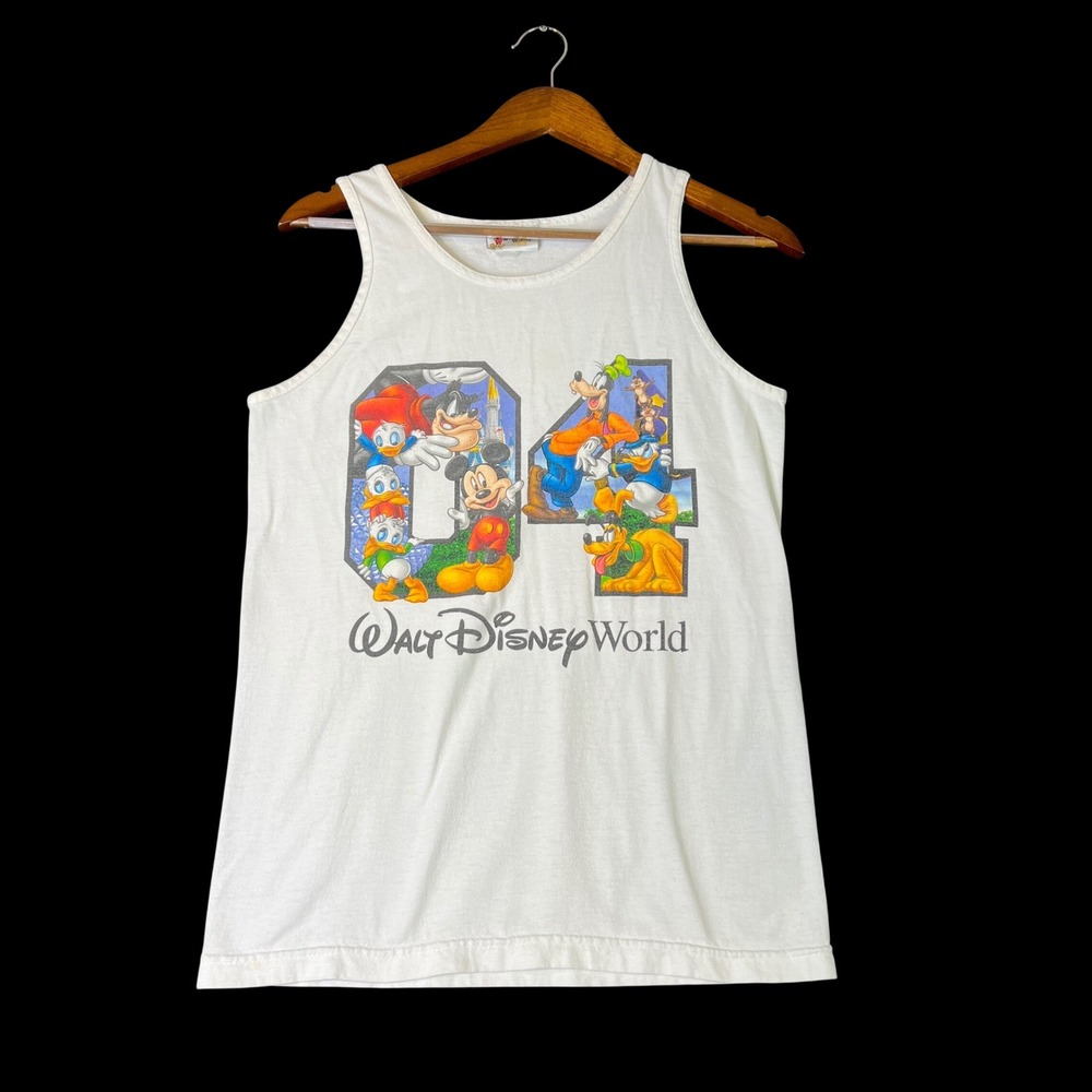 Vintage Walt Disney World 2004 Mens Large Mickey Mouse Graphic Tank Top White